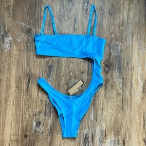 Skims Turquoise Strapless Monokini One Piece Bathing Suit